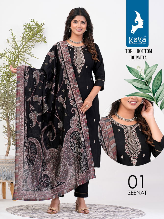 Zeenat By Kaya Roman Silk Kurti With Bottom Dupatta Wholesale Shop In Surat